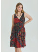 V Neck Robe Black Patterned Plus Size Dress 4585